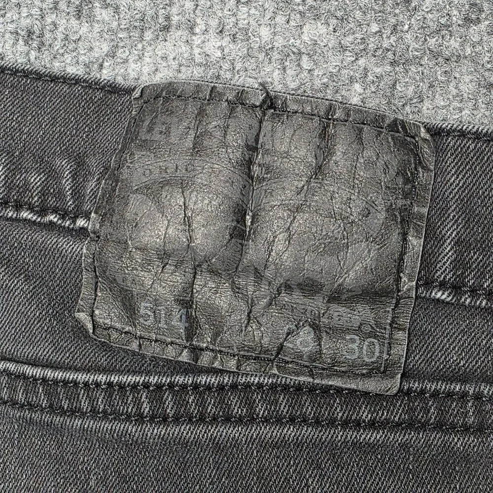 Levi's 514 Jeans Slim Straight Mens 28x30 Black Denim Classic Fit Pants